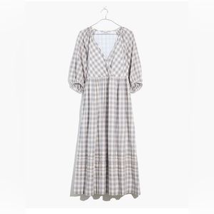Madewell Marianna Puffed Sleeved Midi Dress in plaid